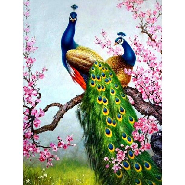 Cuadros Decorativos 5D DIY taladro redondo completo diamante pintura pavo real Kit decoración del hogar arte artesanal Wdftyju de costura negro 4 estilos