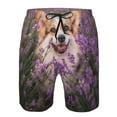 thumbnail image 4 of Naloa Dog in Lavender Flowers Men's Beach Shorts, Surfing shorts, Swim trunks, Quick Dry Swim Trunks for Surfing Beach Fun - Medium, 4 of 9