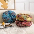 thumbnail image 5 of Monebena Round Floor Pillow Cushion Pleated Throw Pillows Boho Printed Accent Pumpkin Decorative Throw Pillows with Button Cotton Linen Pillow Cushion for Sofa Couch Vanity Chair Bed Diameter 14", 5 of 10