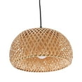 thumbnail image 1 of Plug in Cord Pendant Lamp Wicker Rattan Hanging Light with Bamboo Lampshade, 1 of 6