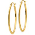 thumbnail image 2 of 14k Yellow Gold 2mm Oval Hoop Earrings - 35mm, 2 of 6