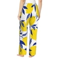 thumbnail image 3 of Disketp Tropical Lemon Print Women'S Comfy Pajama Pants Casual Drawstring Palazzo Lounge Wide Leg Pants, 3 of 9
