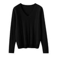thumbnail image 5 of Sweaters for Women V Neck Casual Knit Long Sleeve Tops Lightweight Pullover Clothes Fall Fashion Outfits Black XL, 5 of 9