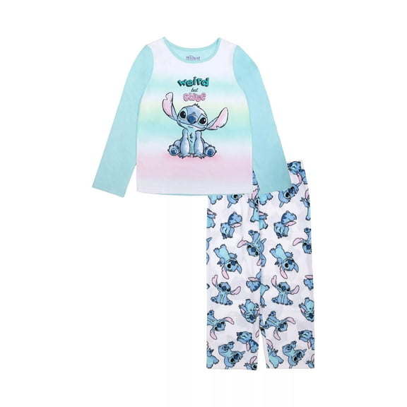Disney Stitch Girl's 'Weird But Cute' Soft Fleece Character Pajama Set, Size 4