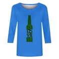 thumbnail image 4 of Pompotops T-Shirt Décontracté d'Été pour Femmes avec Imprimé Bière, Col Rond, Manches 3/4, Coupe Ample en Solde, 4 of 5