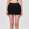 thumbnail image 4 of felwors Women's Crossover Hem Pleated Active Skort - High Waisted Tennis Skirt with Built-in Shorts for Workout, Golf (Black, M), 4 of 5