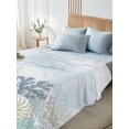thumbnail image 5 of Queen Flat Sheet Only Blue Ocean Conch Starfish Coral Soft Microfiber Cooling Bedding Sheets Summer Nautical Shell Flat Bed Sheet for Hotel,Home Decor, 5 of 9