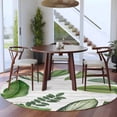 thumbnail image 3 of Round Rugs 7Ft, Green Leaves Round Area Rug Washable Indoor Throw Carpet, Tropical Summer Botanical Watercolor Elegant Wooden Large Non Slip Circle Rug for Dining Room Playroom Home Decor Aesthetic, 3 of 8