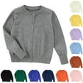 thumbnail image 1 of zaveiop Cardigan pour Petites Filles, Uniformes Scolaires, Chandail en Coton à Col Rond pour Tout-Petits (Blanc, 11-12 Ans), 1 of 5