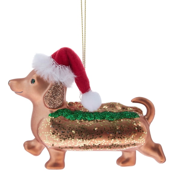 Brown Dachshund Hot Dog Christmas Ornament, 3.3", by Holiday Time