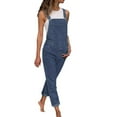 thumbnail image 1 of Pantalones de denim con peto de moda para mujer - Poliéster, tirantes ajustables, mono largo - S-XXXL, 1 of 8