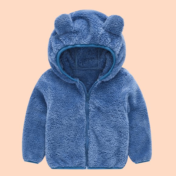 LSLJS Toddler Baby Boy Girl Little Cute Bear Hoodie Jacket Winter Warm Sweatshirt Coat, Baby Coat( 18-24 Months, Blue )