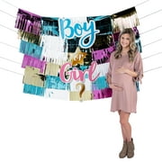 Fun Express Gender Reveal Foil Curtain Backdrop - 11 Pc