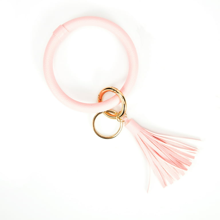 DODOING Large Circle Key Ring Leather Tassel Bracelet Holder