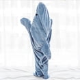 thumbnail image 6 of Shark Blanket Hoodie Onesie, Blue Wearable Sleeping Bag for Adults, Soft Cozy Costume, M, 6 of 8