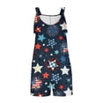 thumbnail image 4 of Sakmal Scoop Neck Womens Rompers Overalls Sleeveless Patriotic Short Jumpsuits Stars Rompers with Pockets, 4 of 5