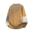 thumbnail image 4 of Men's Fashion Knit Sweater Loose Fit Round Neck Pullover Long Sleeve for Casual Everyday Wear and Winter Holiday Season,Khaki,XL, 4 of 5