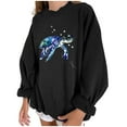 thumbnail image 5 of kayannuo Fall Clothes For Women Women Wild Ocean Print Loose O-Neck Long-Sleeved Fleece Oversized Sweatshirt Pullover Black, 5 of 9