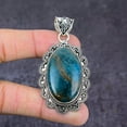 thumbnail image 2 of Natural Neon Blue Apatite Gemstone 925 Sterling Silver Gift Pendant 2.56", 2 of 2