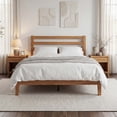 thumbnail image 6 of EDX Wood Full Size Bed Frame with Headboard - Walnut Finish, Solid Wood Slat Support System, No Box Spring Required, 6 of 7