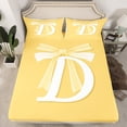 thumbnail image 2 of Erosebridal Yellow Bowknot Twin Sheet Sets, Initial Letter D Bedding Twin Size, Cartoon Monogrammed Reversible Bed Sheets Twin, Breathable Bedroom Decorative, 3pcs, 2 of 7