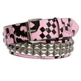 thumbnail image 2 of Snap On Art work Skull Cross Bone Tattoo Print Punk Rock Silver Star Studded Leather Belt, 2 of 5