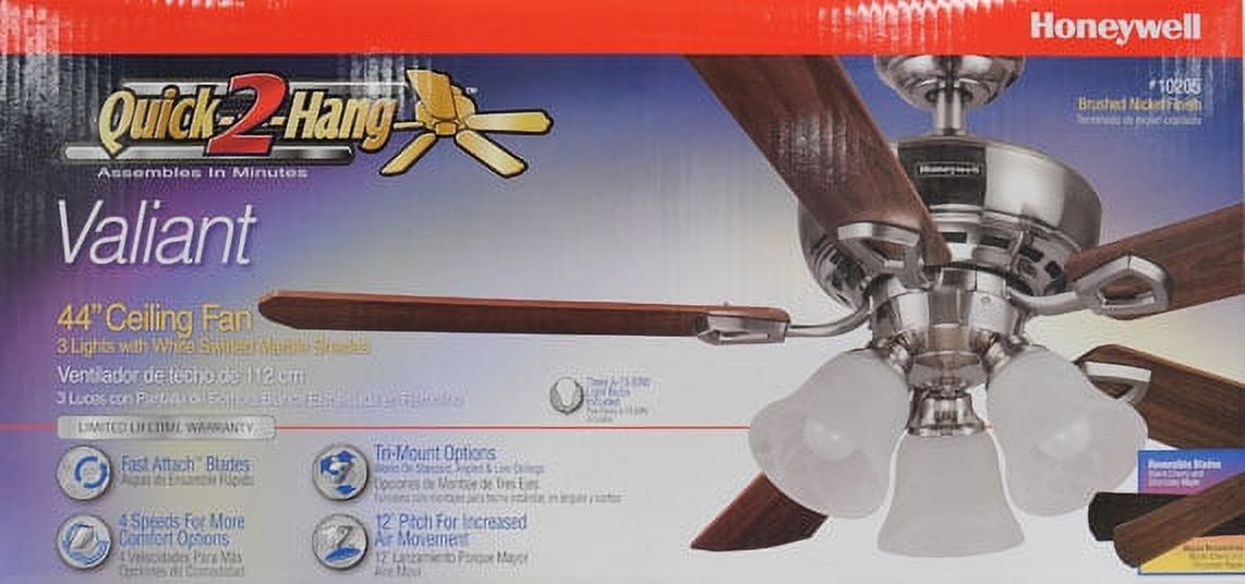 44" Honeywell Valiant Ceiling Fan, Brushed Nickel - image 2 of 4