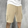 thumbnail image 4 of Coorders George Men’s & Big Men’s Cargo Shorts Stretch Drawstring Shorts with Elastic Waist and Pockets, Beige, L, 4 of 5