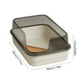 thumbnail image 3 of White Semi-Enclosed High-Sided Cat Litter Box With Splash Guard, Large Kitty Litter Pan With Shovel, Anti-Splash Design For Indoor Cats, Easy Clean Pet Litter Tray, 3 of 6