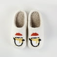 thumbnail image 3 of Christmas Fuzzy Slippers for Women Men Funny Print Matching House Shoes Furry Lined Winter Warm Anti-Slip Bedroom Slides White 9.5, 3 of 5