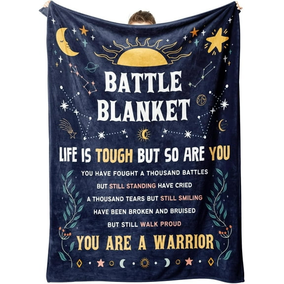 Cancer Care Gifts for Women, Get Well Soon Gifts Blanket for Her Him, Cancer Fighter Inspirational Quote Chemo Patient Gift - Meaningful Caring Message Battle Blanket