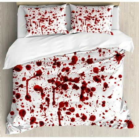 Ambesonne Horror Splashes Of Blood Grunge Print Duvet Cover Set