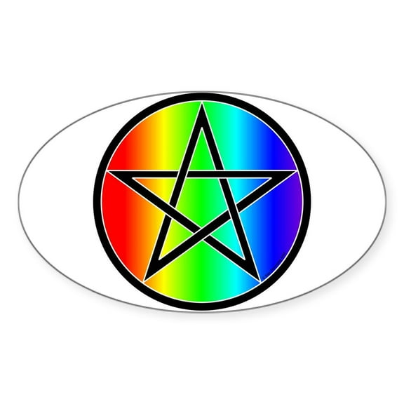 CafePress - Rainbow Pentacle Oval Sticker Black - Sticker (Oval)