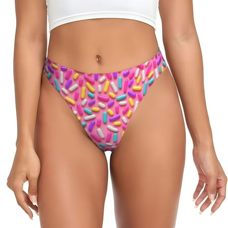 Thongs for Women - Colorful Donuts 1 No Show Seamless Womens Thongs Underwear  Stretch G String Thongs for Women  Ladies Breathable Kawaii Thong Bikini Panties Briefs