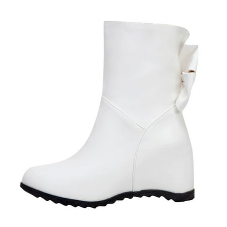 

Rdeuod Womens Boots Fashion Large Size Wedge Heel Round-Toe High-Heel Booties