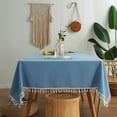 thumbnail image 1 of Enova Home 54" x 78" High Quality Rectangle Cotton and Linen Tablecloth (Blue), 1 of 5