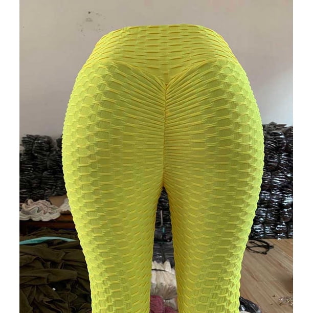La alta elasticidad de los pantalones de la yoga del telar jacquar jadea las mujeres apretadas de las polainas de la malla de la cadera de los deportes al aire libre