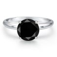 thumbnail image 3 of Gem Stone King 14K White Gold Black Diamond Solitaire Engagement Ring for Women | 2.20 Cttw | Round 8MM | Gemstone April Birthstone | Size 9, 3 of 6