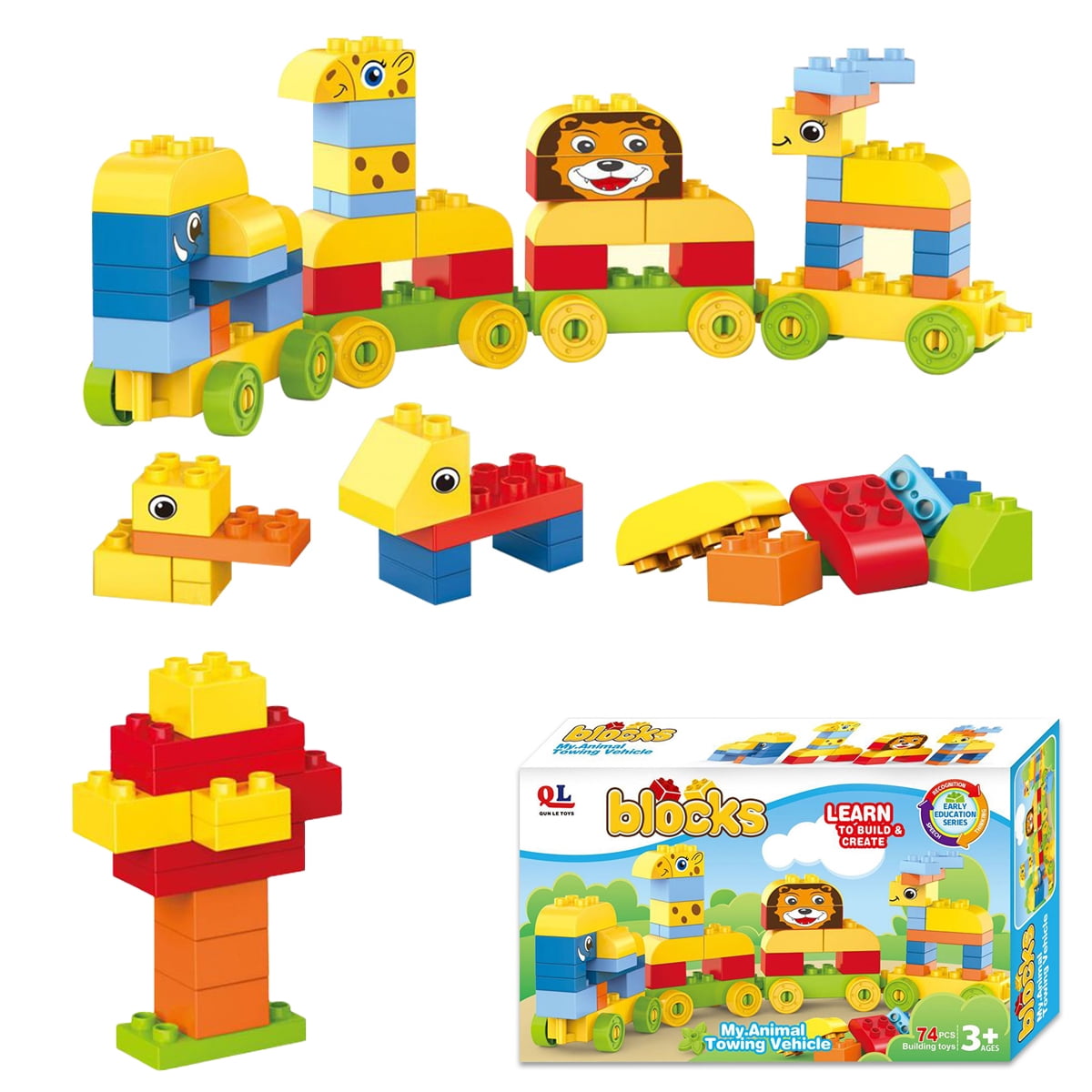 74 Pcs Building Blocks for Toddlers, Kids Blocks Building Toys