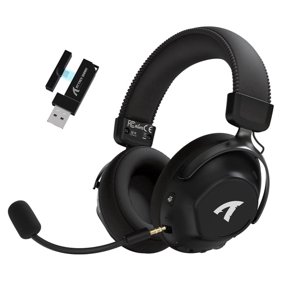 ATTACK SHARK L50 PRO Over-Ear Wireless Gaming Headset, 53 mm/2.09 in Drivers, Virtual 7.1, Tri-Mode, AI Mic, 64H Playtime, 264 g/9.31 oz, Black