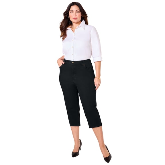 Catherines Women's Plus Size Petite Right Fit Curvy Jean Capri