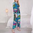 thumbnail image 4 of Kll Little Sea Turtles Print Women'S Long Sleeve Pajamas With Pants Sleepwear Loungewear 2 Set-Medium, 4 of 9