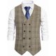 thumbnail image 1 of Chaleco de traje de negocios a cuadros para hombre, chaqueta de corte regular, chaleco informal a cuadros irregulares, chaleco de negocios cruzado, 1 of 5
