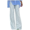 thumbnail image 4 of BOOMILK Pants for Women Solid Color Sequins Trendy Casual Straight Pants Silver, 4 of 9