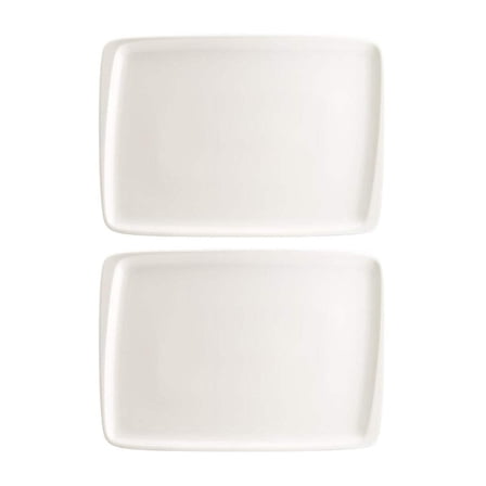 Moove 9" x 6" Rectangular Warm White Porcelain Plate (Set of 2)