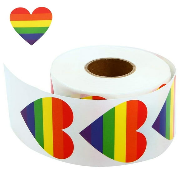 BCLONG 500pcs Pride Stickers for Rainbow Heart Shaped Labels Stickers