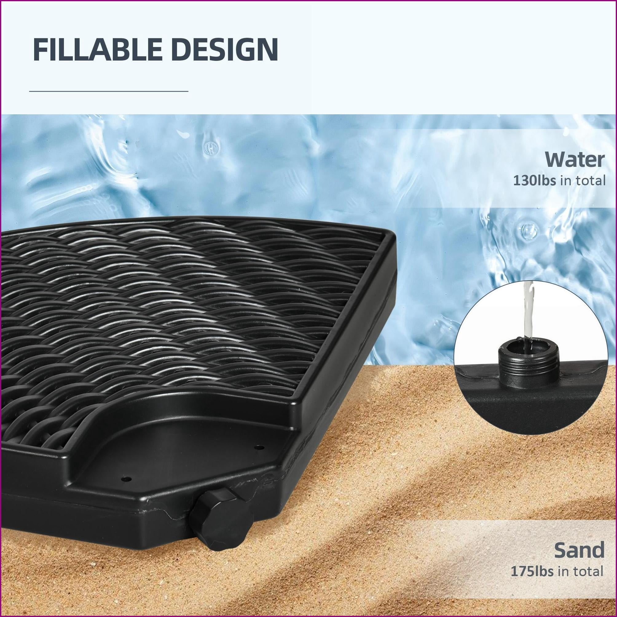 Patio Umbrella Base Weights | 4-Piece for Offset Cantilever Umbrellas | All-Weather Outdoor, Black Round | HDPE | Brown