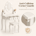 thumbnail image 5 of Ktaxon Kids Play Makeup Vanity Set with 3-Color Light, Girls Vanity Dresser Desk with Matching Stool, White, 5 of 10