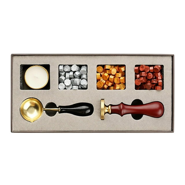 veasfak 4PCS/Set Vintage Seal Stamp Kit Tea Candle Melting Spoon for Wedding Envelopes Card DIY Sealing Craft Gift Rose