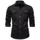 thumbnail image 3 of pstuiky camisas de manga larga para hombre, Blusa informal de manga larga con botones y parches lisos para hombre camisetas de hombre xl, 3 of 4